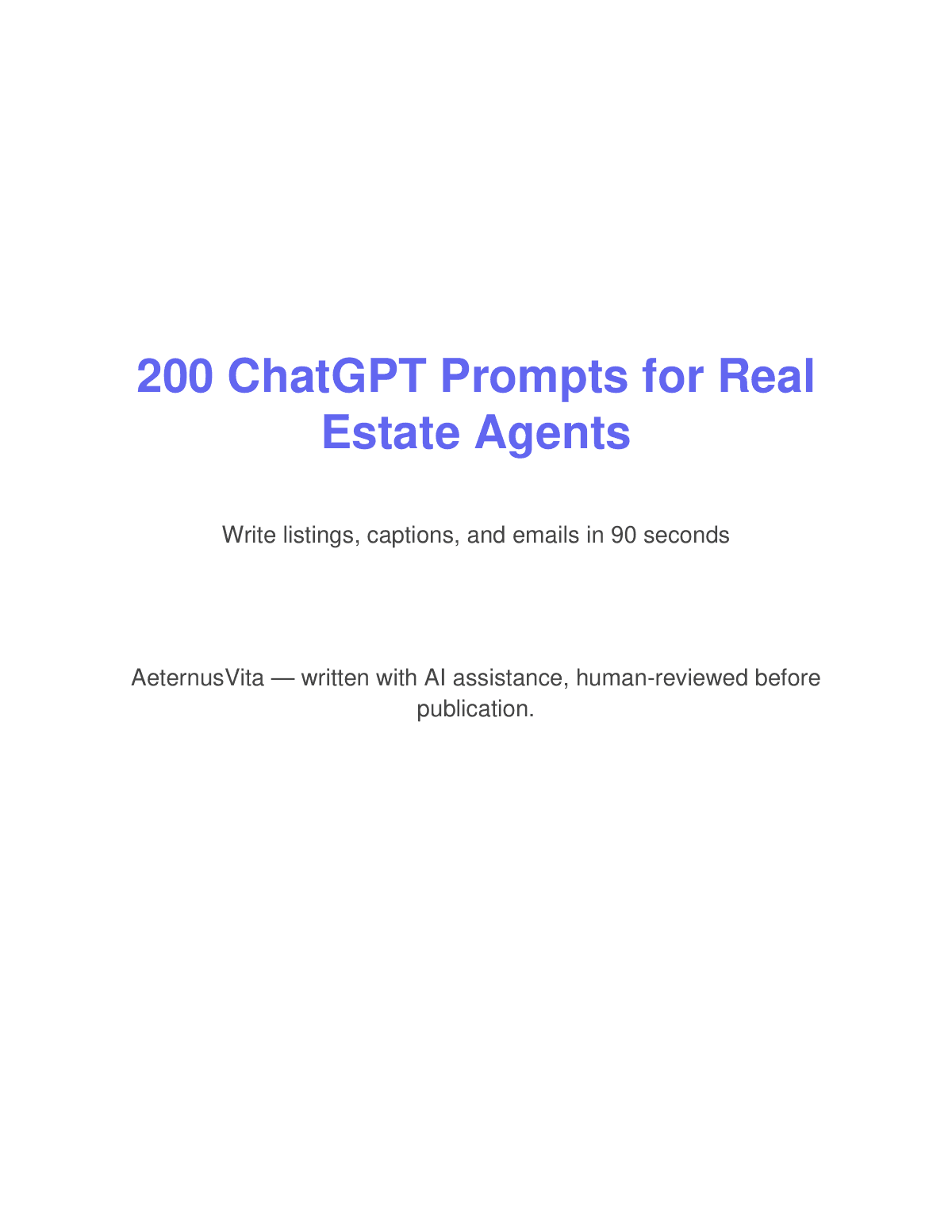 200 ChatGPT Prompts for Real Estate Agents preview page 1