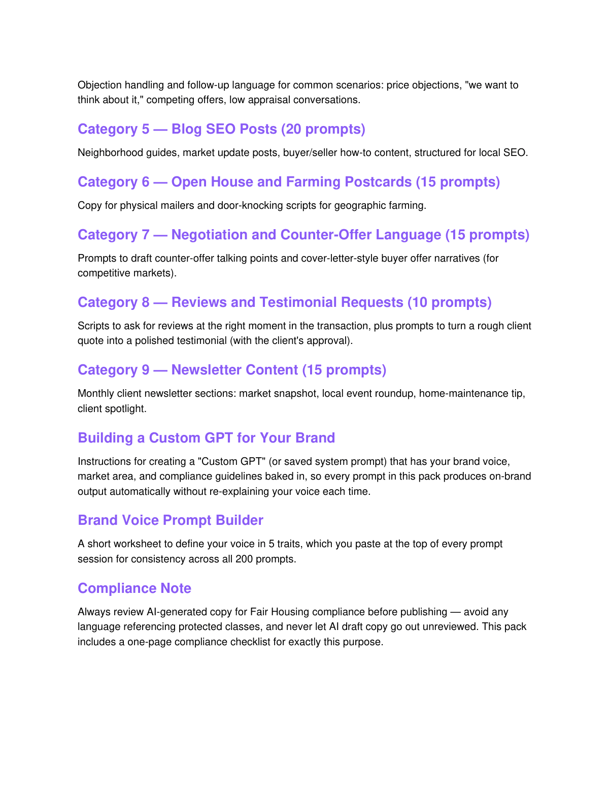 200 ChatGPT Prompts for Real Estate Agents preview page 3