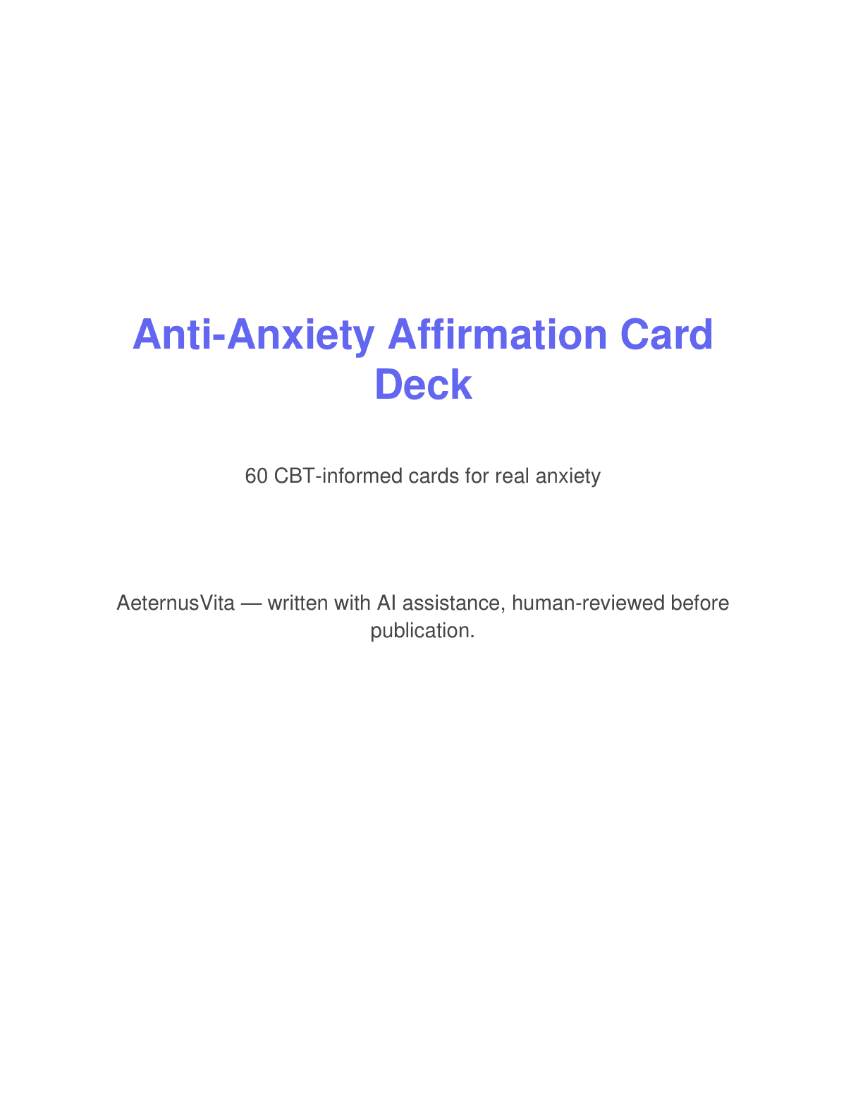 Anti-Anxiety Affirmation Card Deck preview page 1