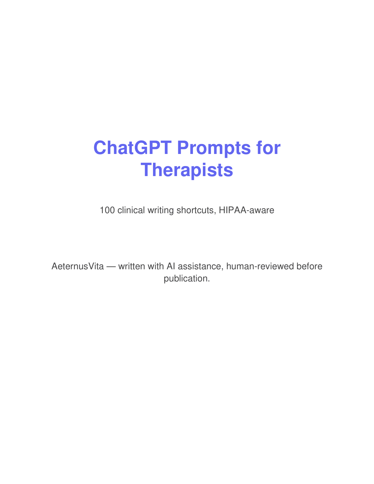 ChatGPT Prompts for Therapists preview page 1