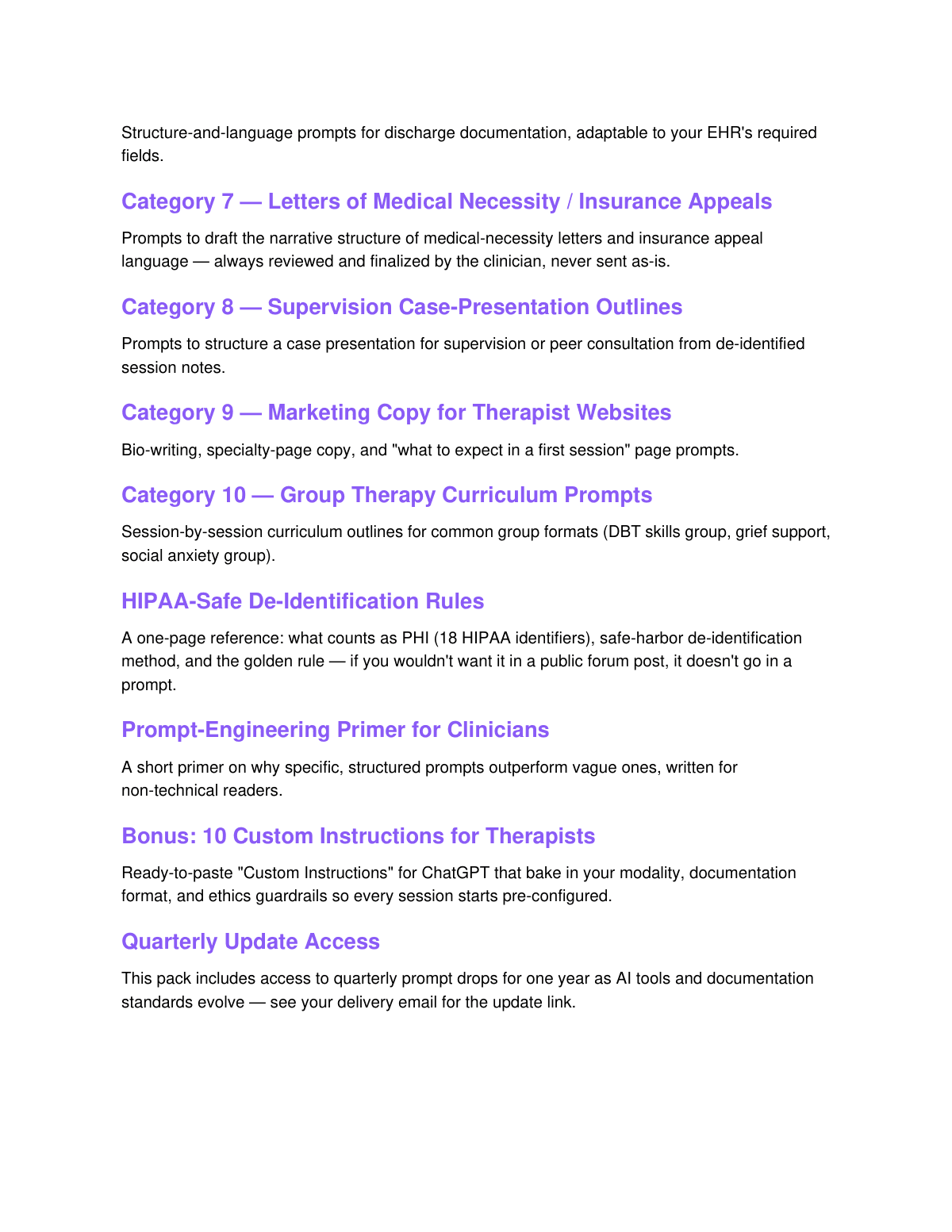 ChatGPT Prompts for Therapists preview page 3
