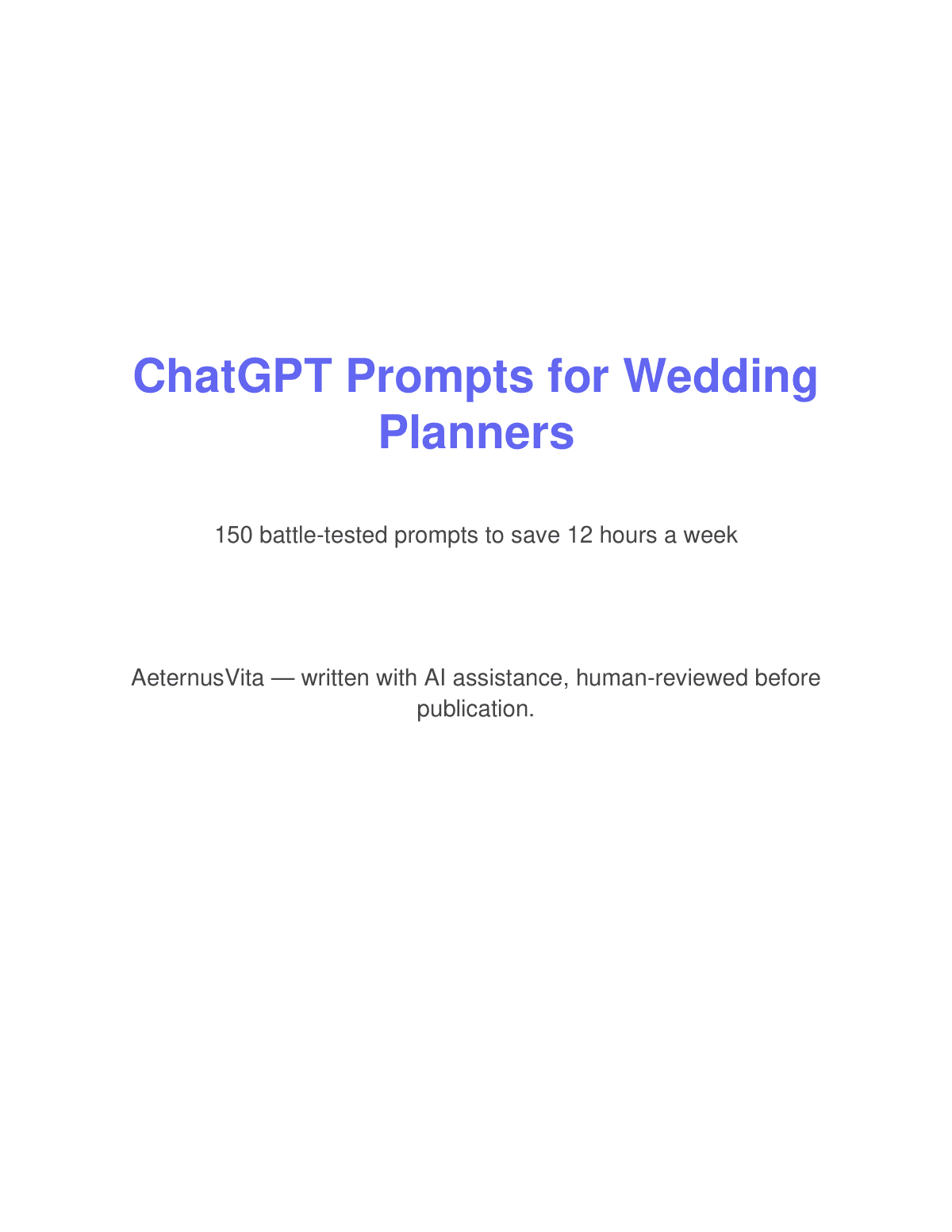 ChatGPT Prompts for Wedding Planners preview page 1