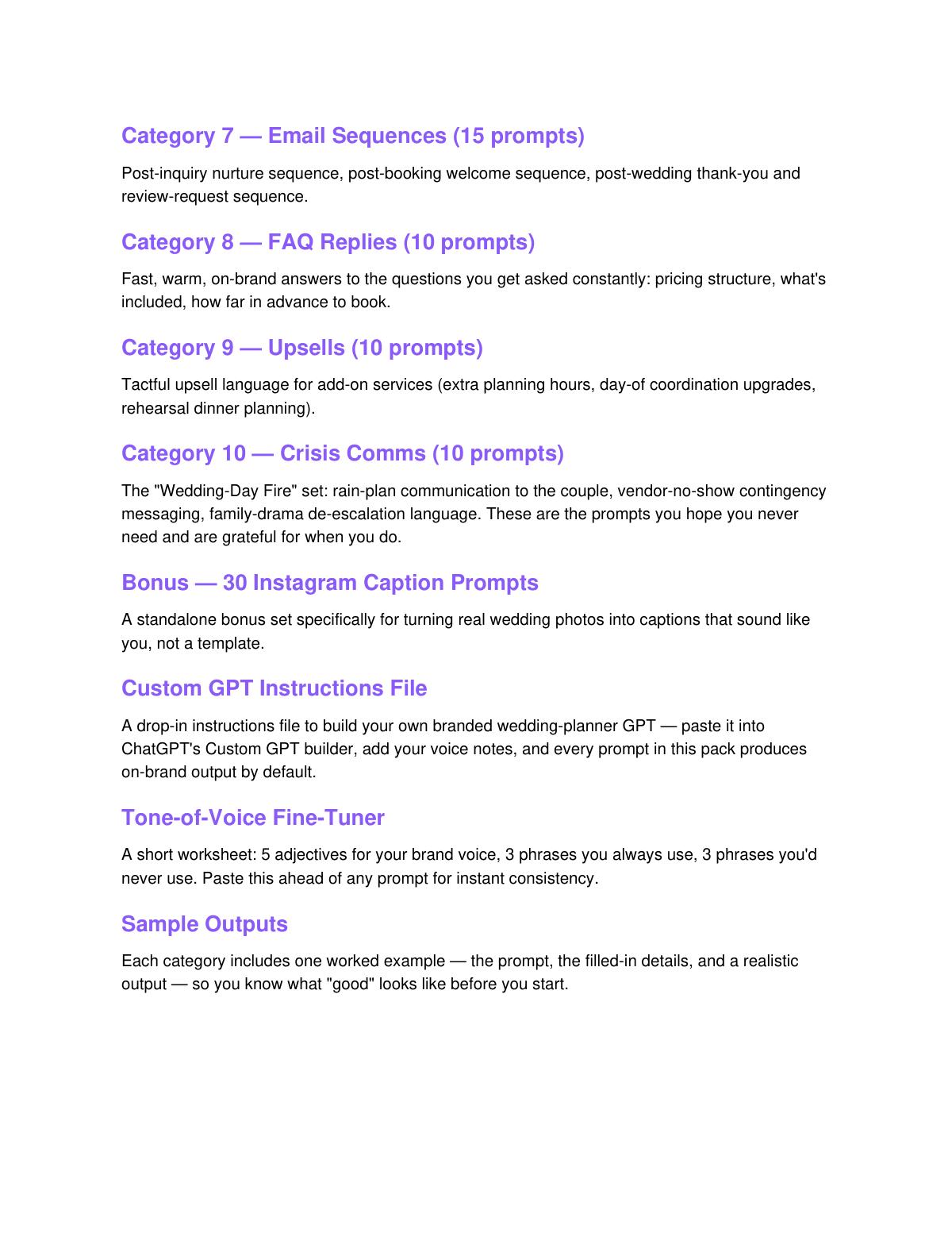 ChatGPT Prompts for Wedding Planners preview page 3
