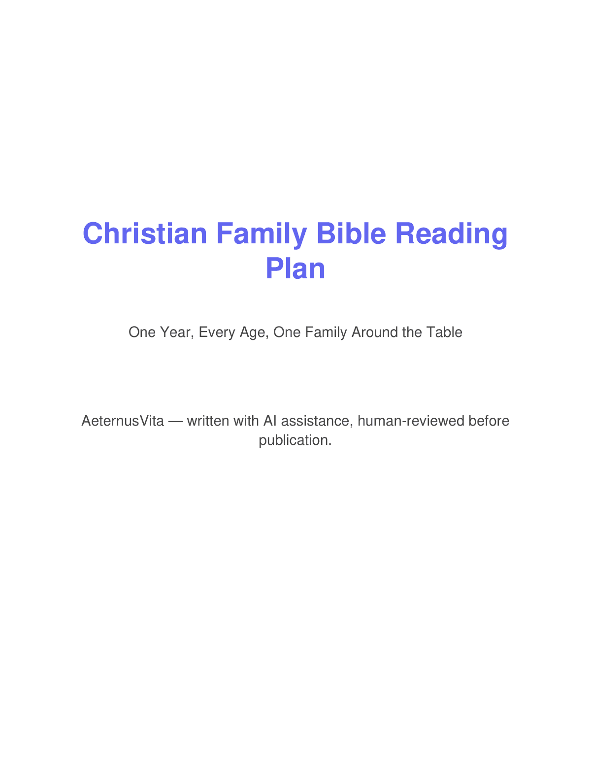 Christian Family Bible Reading Plan preview page 1