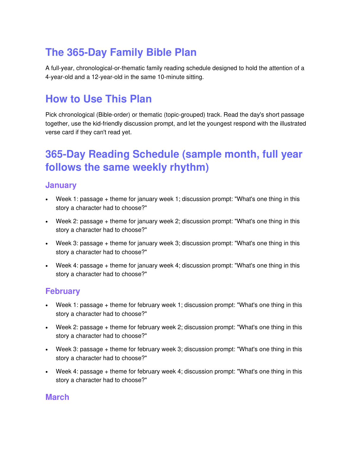 Christian Family Bible Reading Plan preview page 2