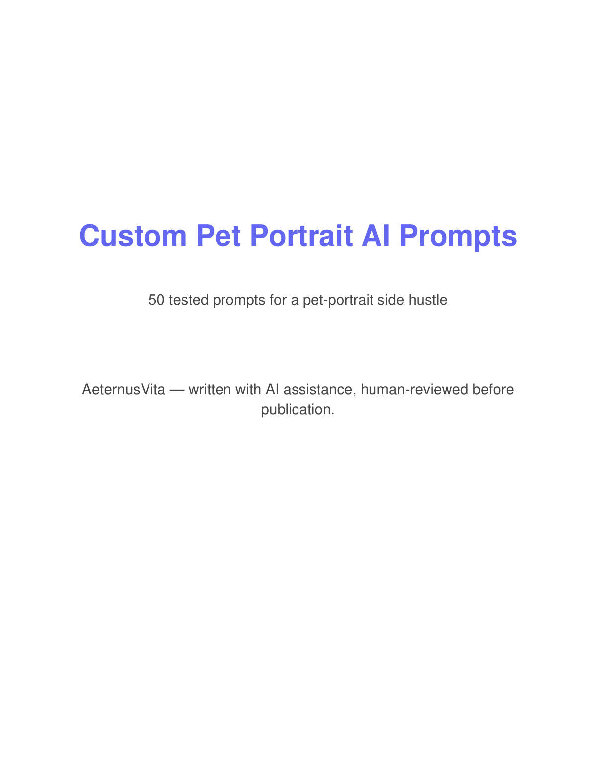 Custom Pet Portrait AI Prompts preview page 1