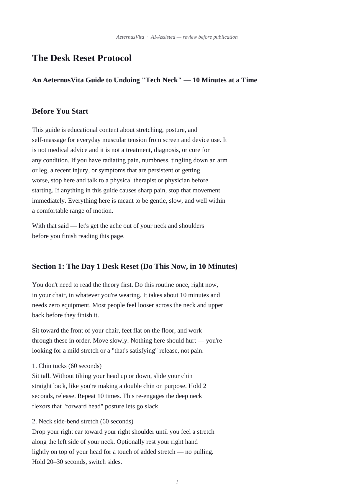 Desk & Screen Reset Protocol — 10-Minute Tech Neck & Eye Strain Relief (No Equipment) preview page 1