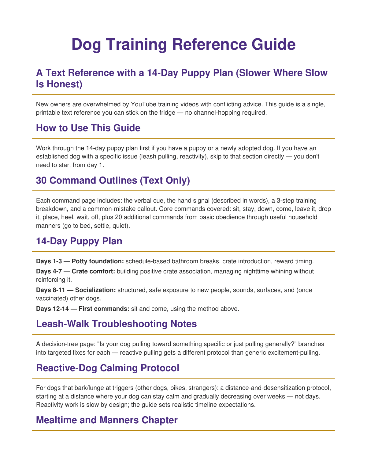 Dog Training Reference Guide preview page 1