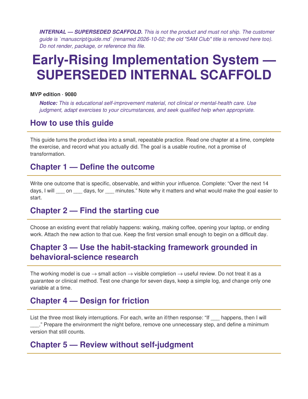 Early-Rising Implementation System preview page 1