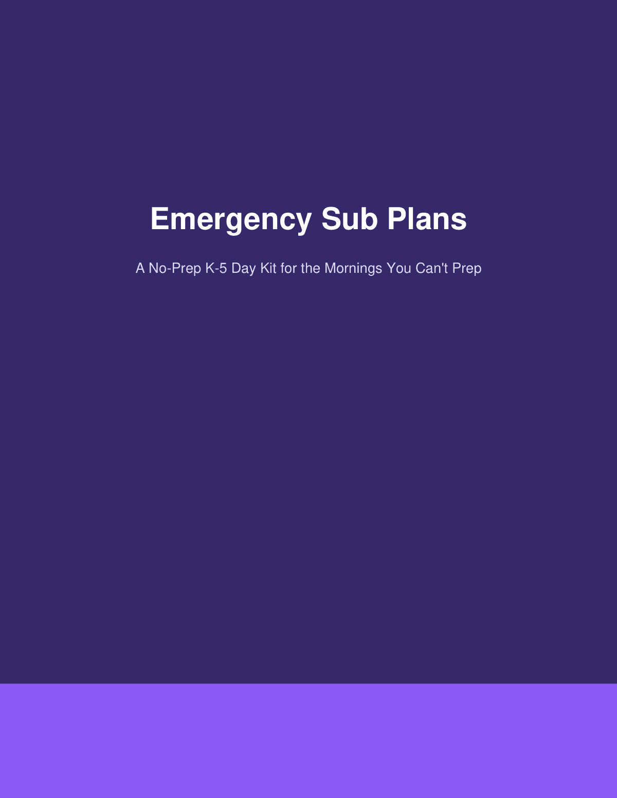 Emergency Sub Plans Bundle: K-5 No-Prep Lifesavers preview page 1