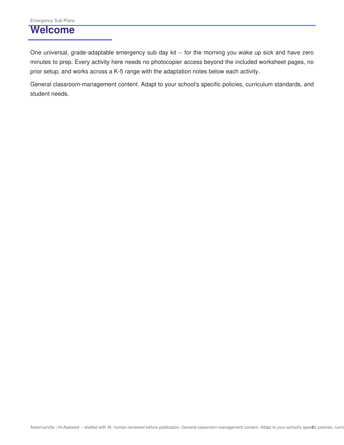 Emergency Sub Plans Bundle: K-5 No-Prep Lifesavers preview page 4