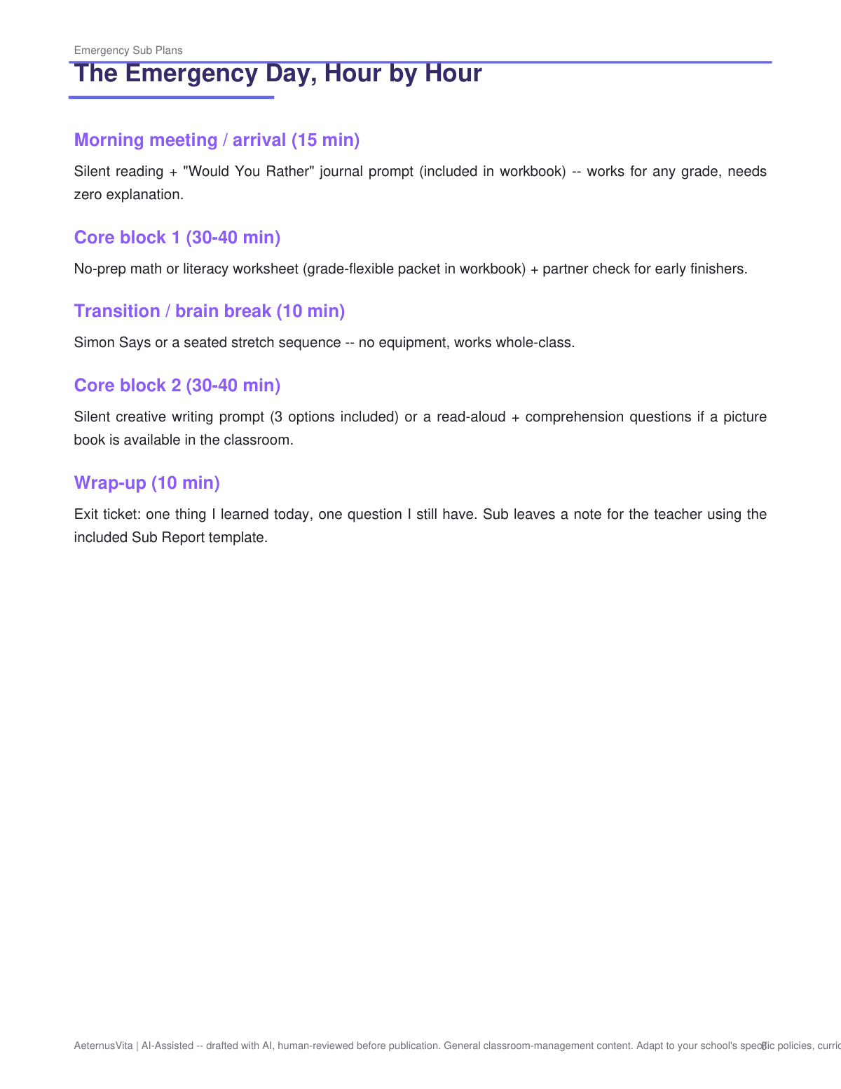 Emergency Sub Plans Bundle: K-5 No-Prep Lifesavers preview page 6