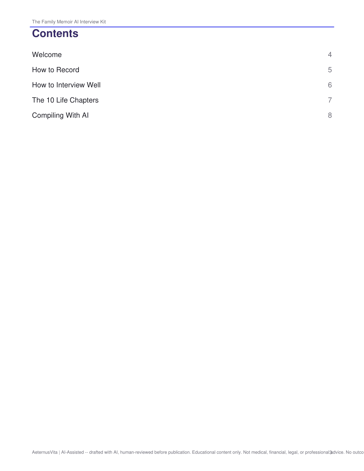 Family Memoir AI Interview Kit preview page 3