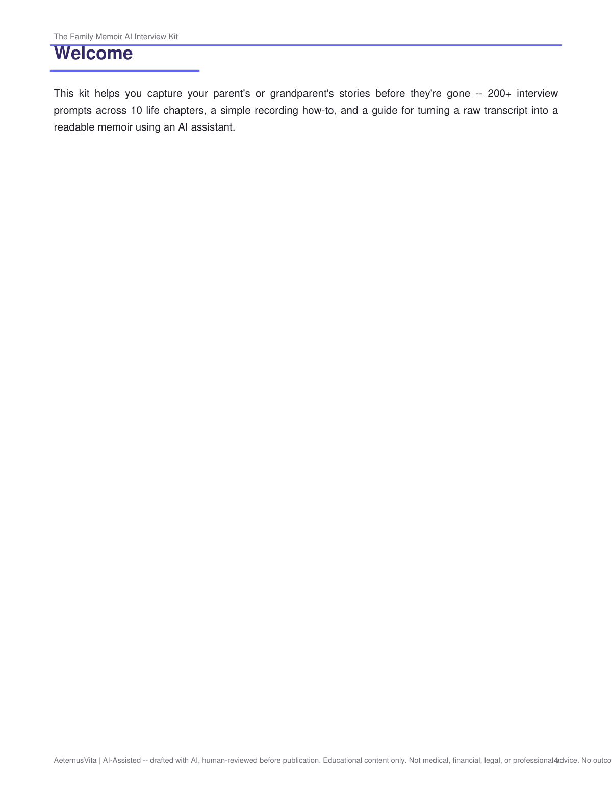 Family Memoir AI Interview Kit preview page 4