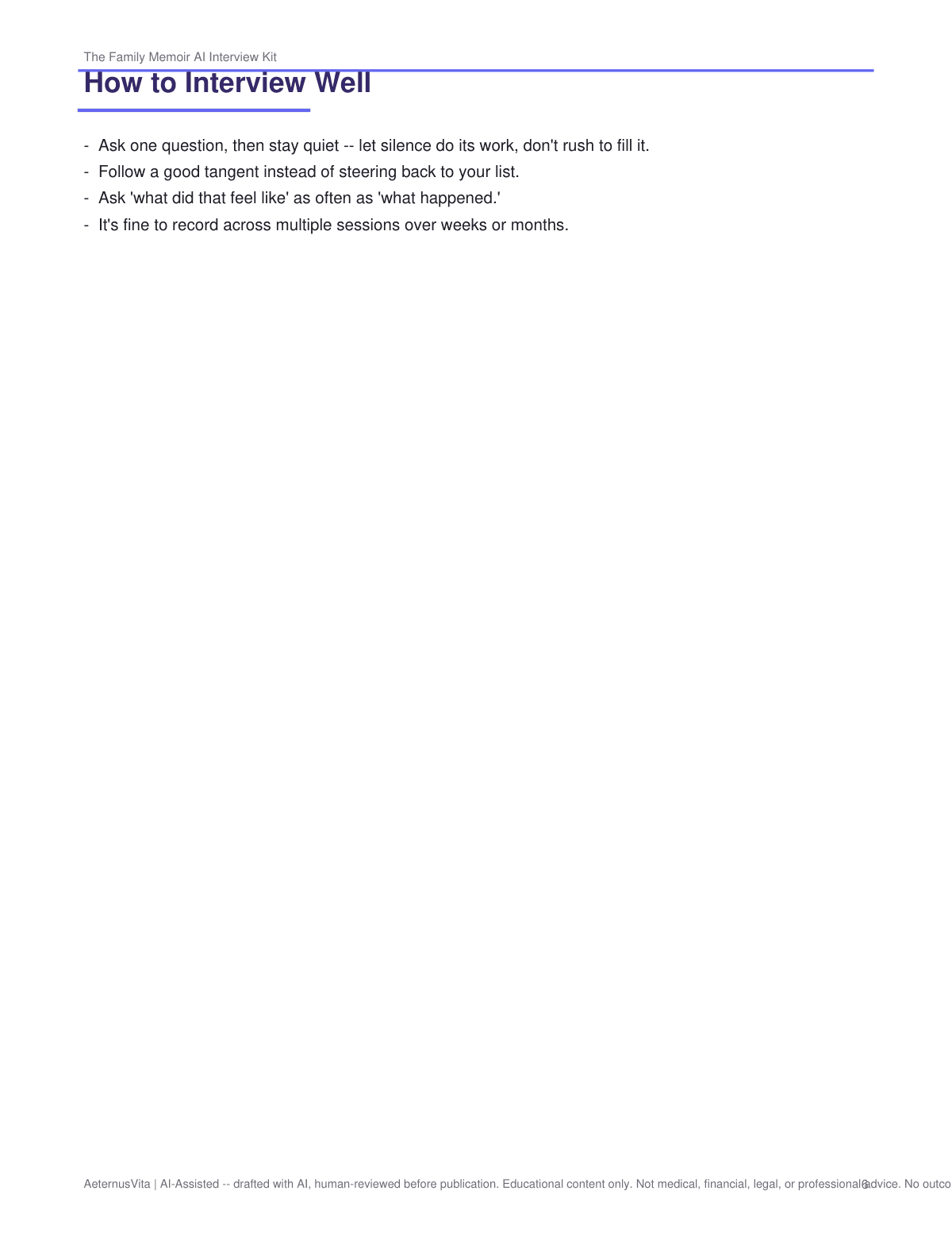 Family Memoir AI Interview Kit preview page 6