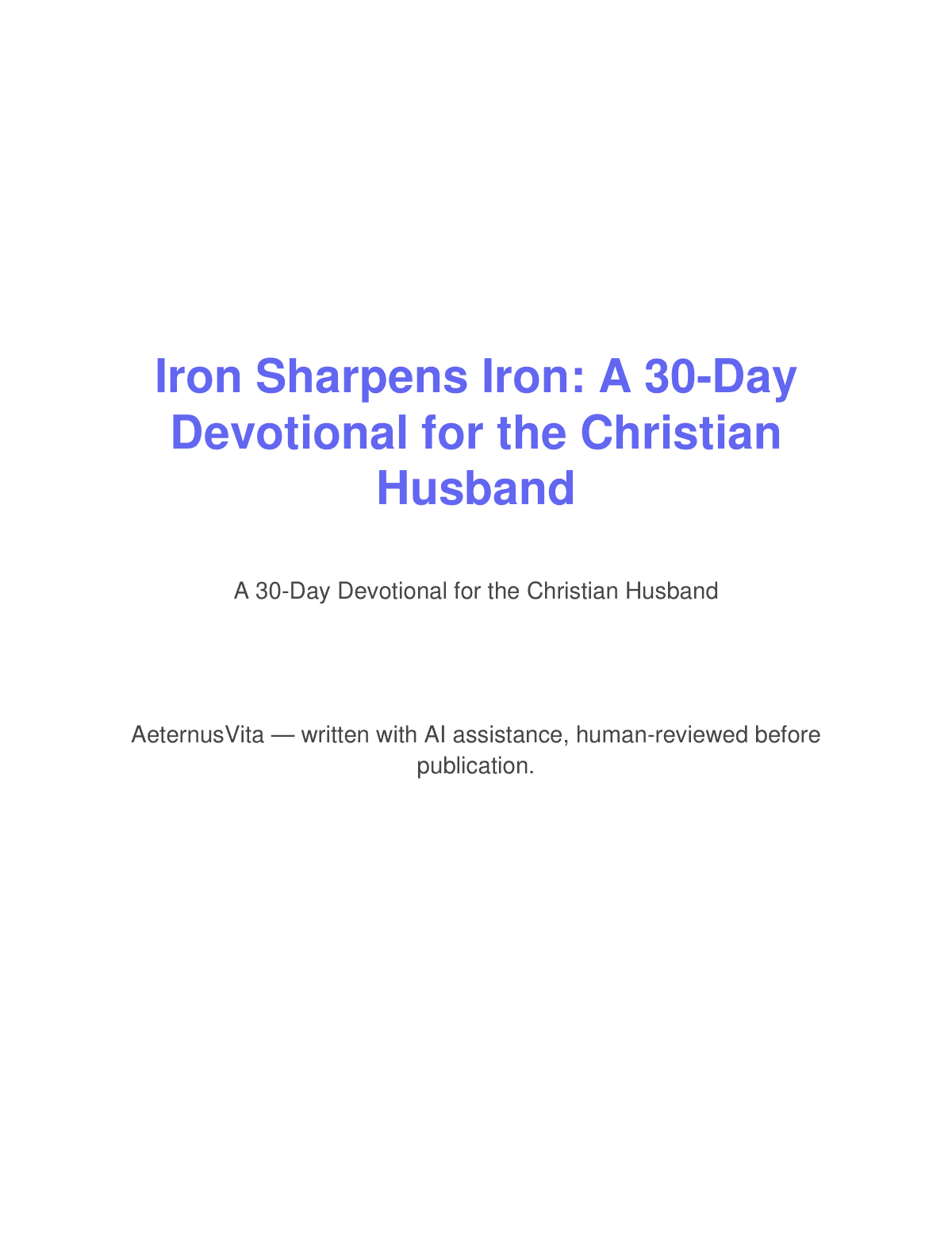 Iron Sharpens Iron: A 30-Day Devotional for the Christian Husband preview page 1