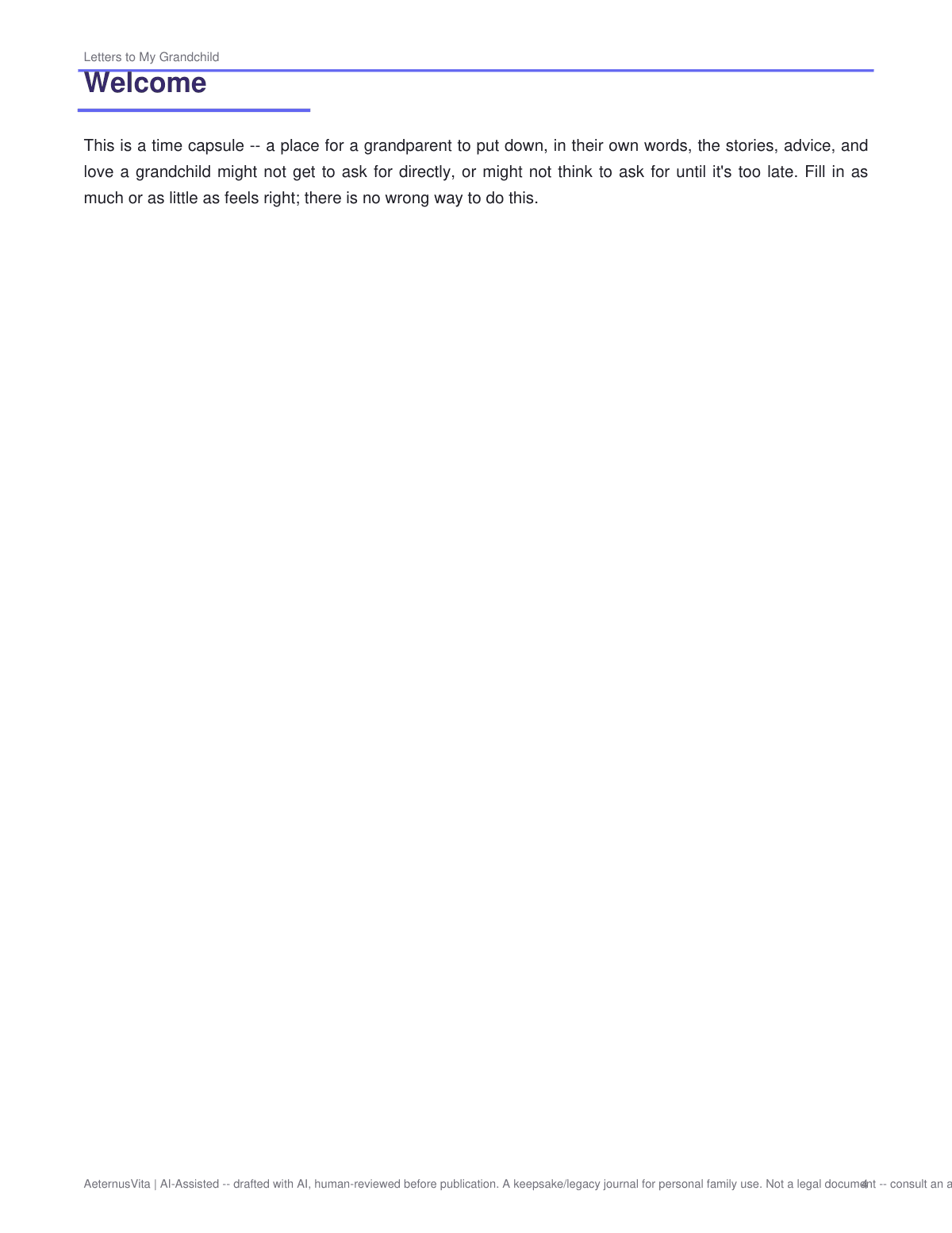 Letters to My Grandchild: A Grandparent's Time Capsule Journal preview page 4