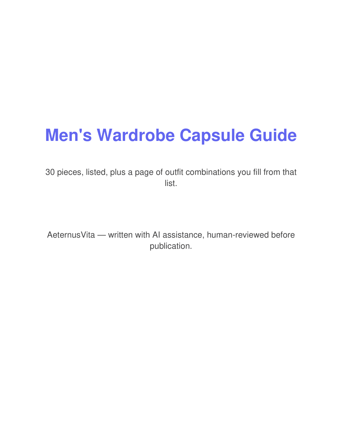 Men's Wardrobe Capsule Guide preview page 1