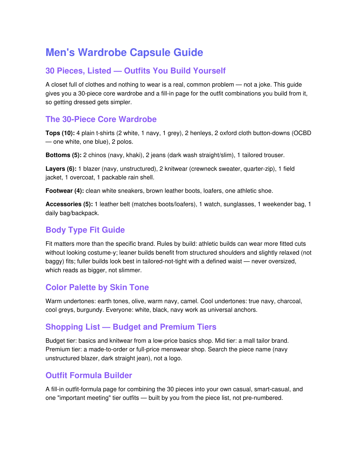Men's Wardrobe Capsule Guide preview page 2