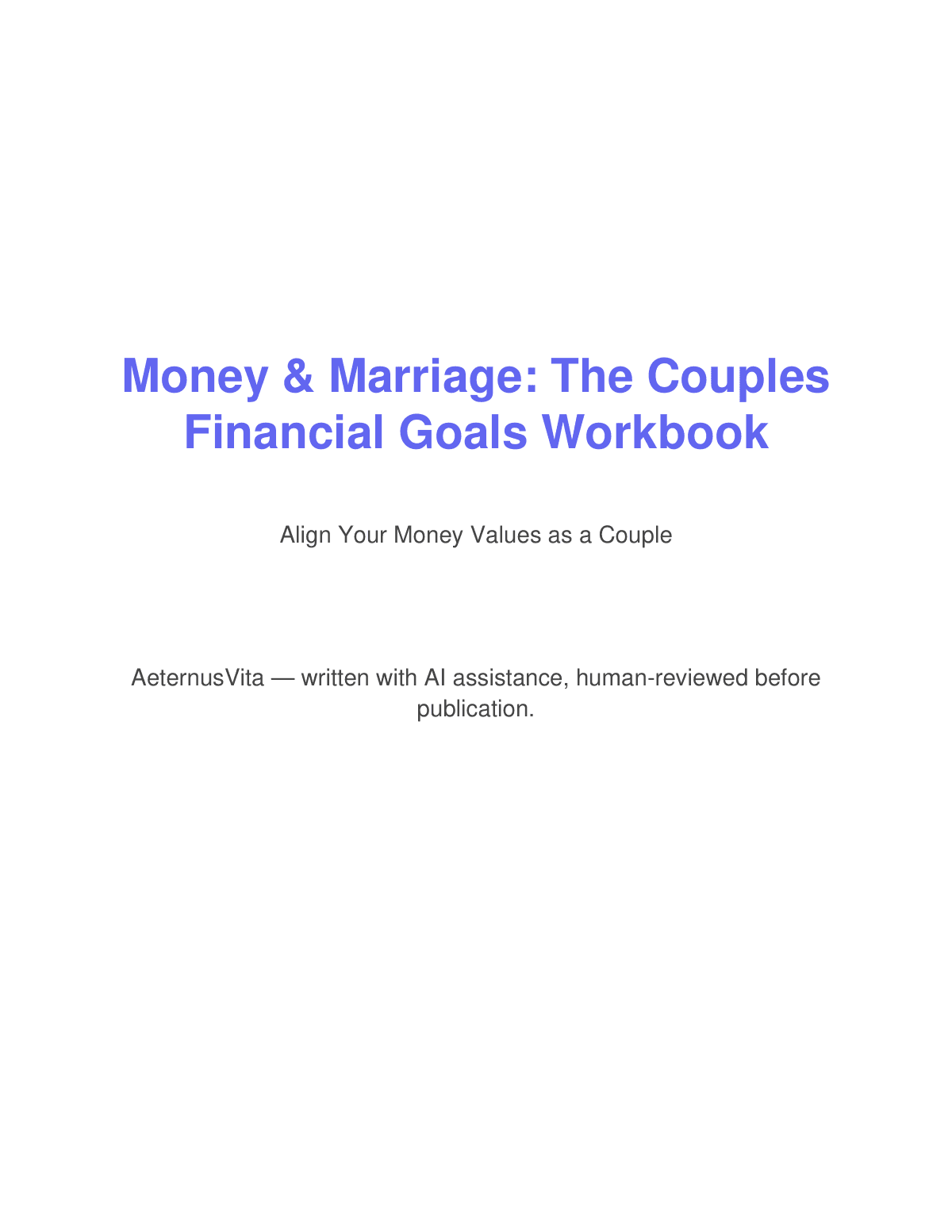 Money & Marriage: The Couples Financial Goals Workbook preview page 1