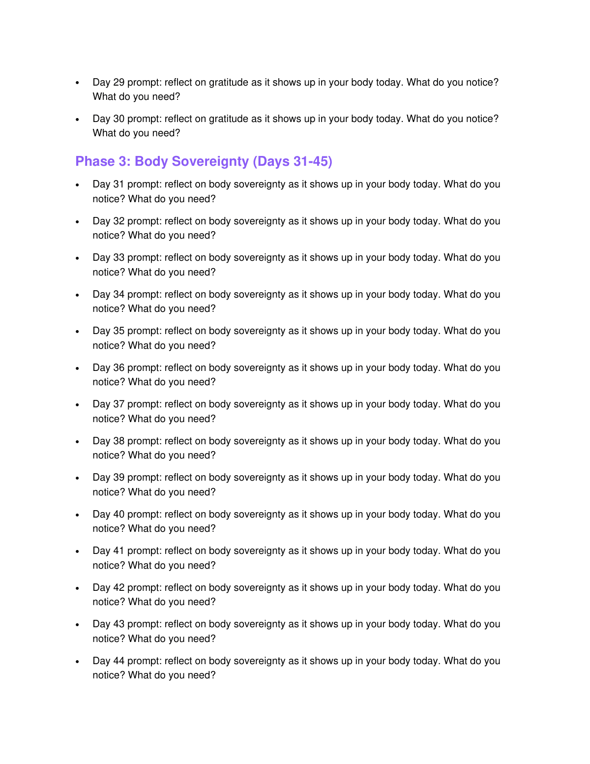 Postpartum Body Reclamation Journal preview page 4