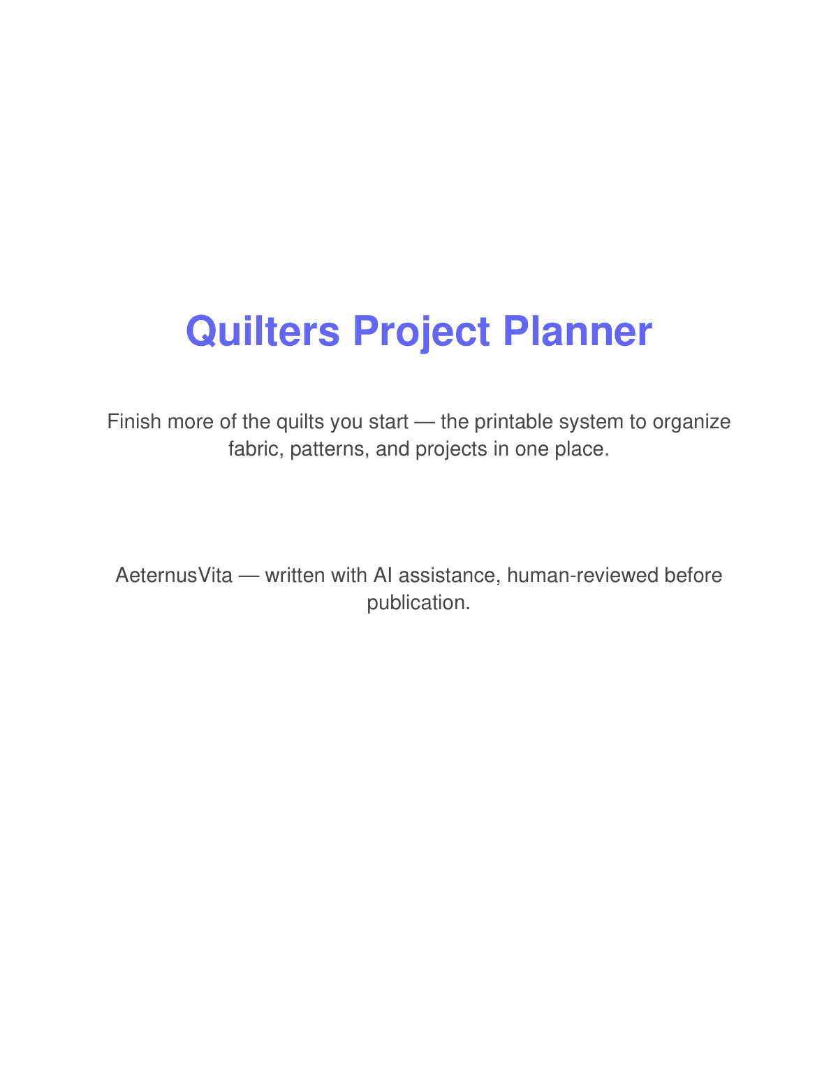 Quilters Project Planner preview page 1