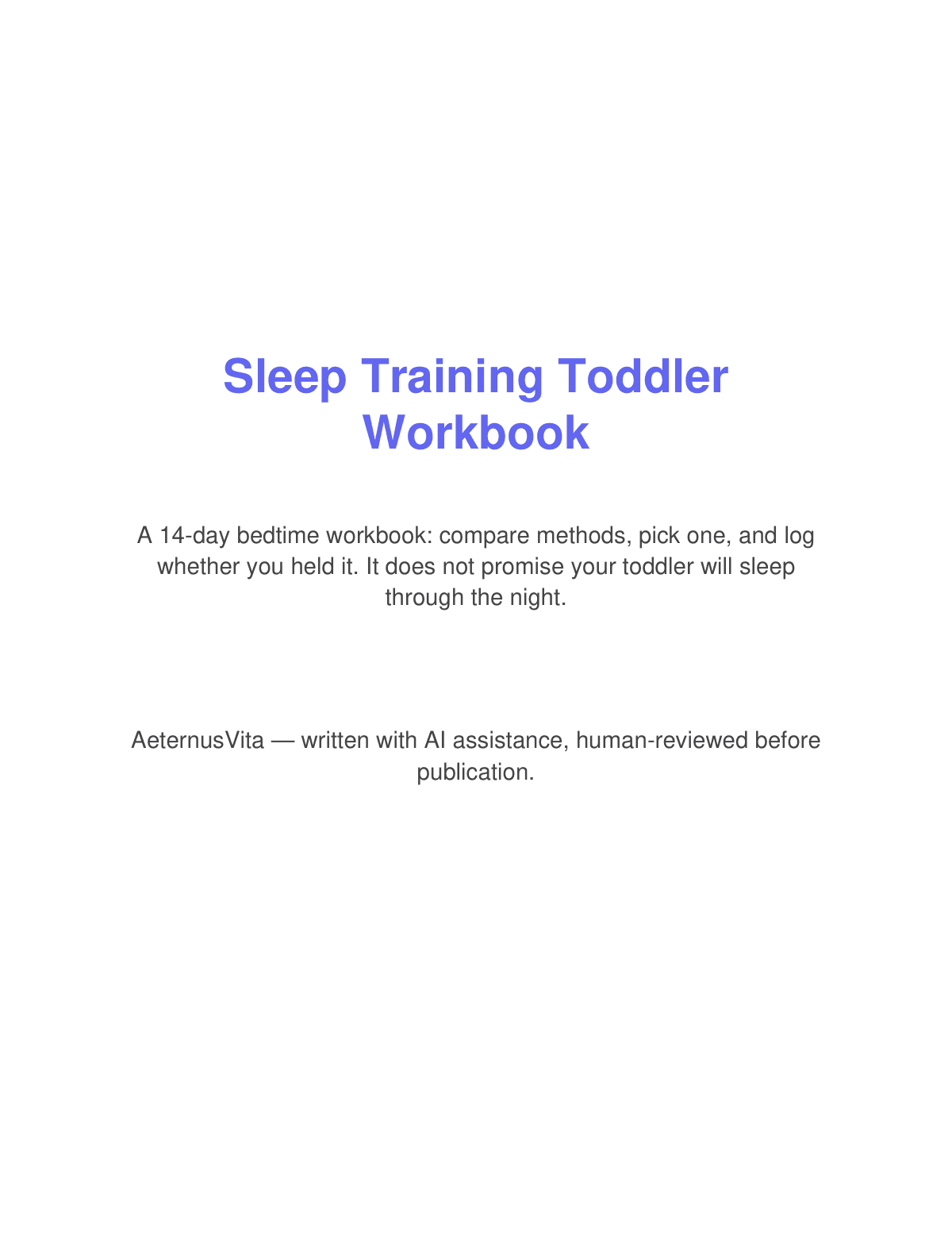 Sleep Training Toddler Workbook preview page 1