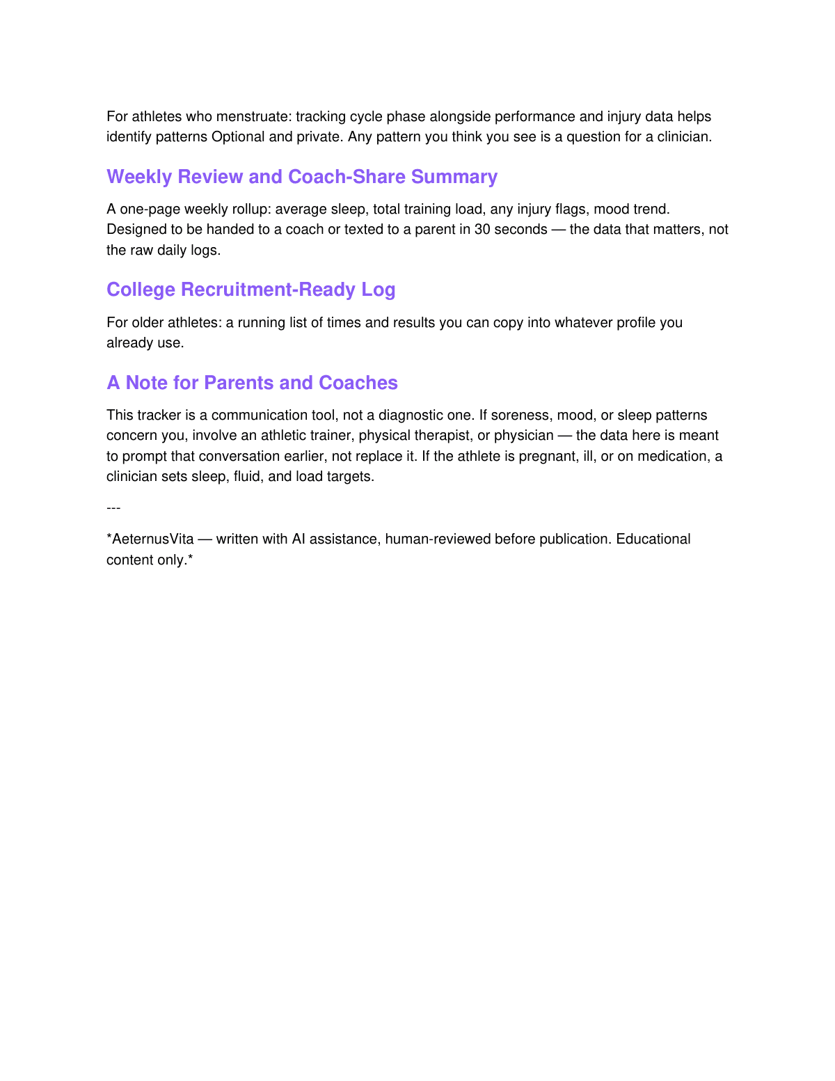 Student Athlete Recovery Tracker preview page 3