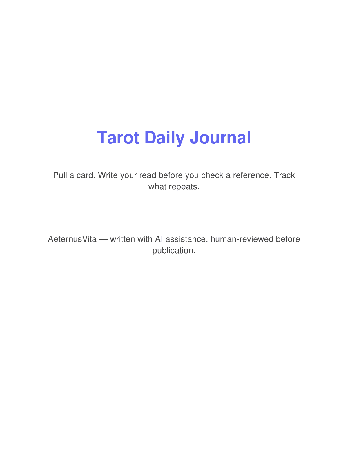 Tarot Daily Journal preview page 1