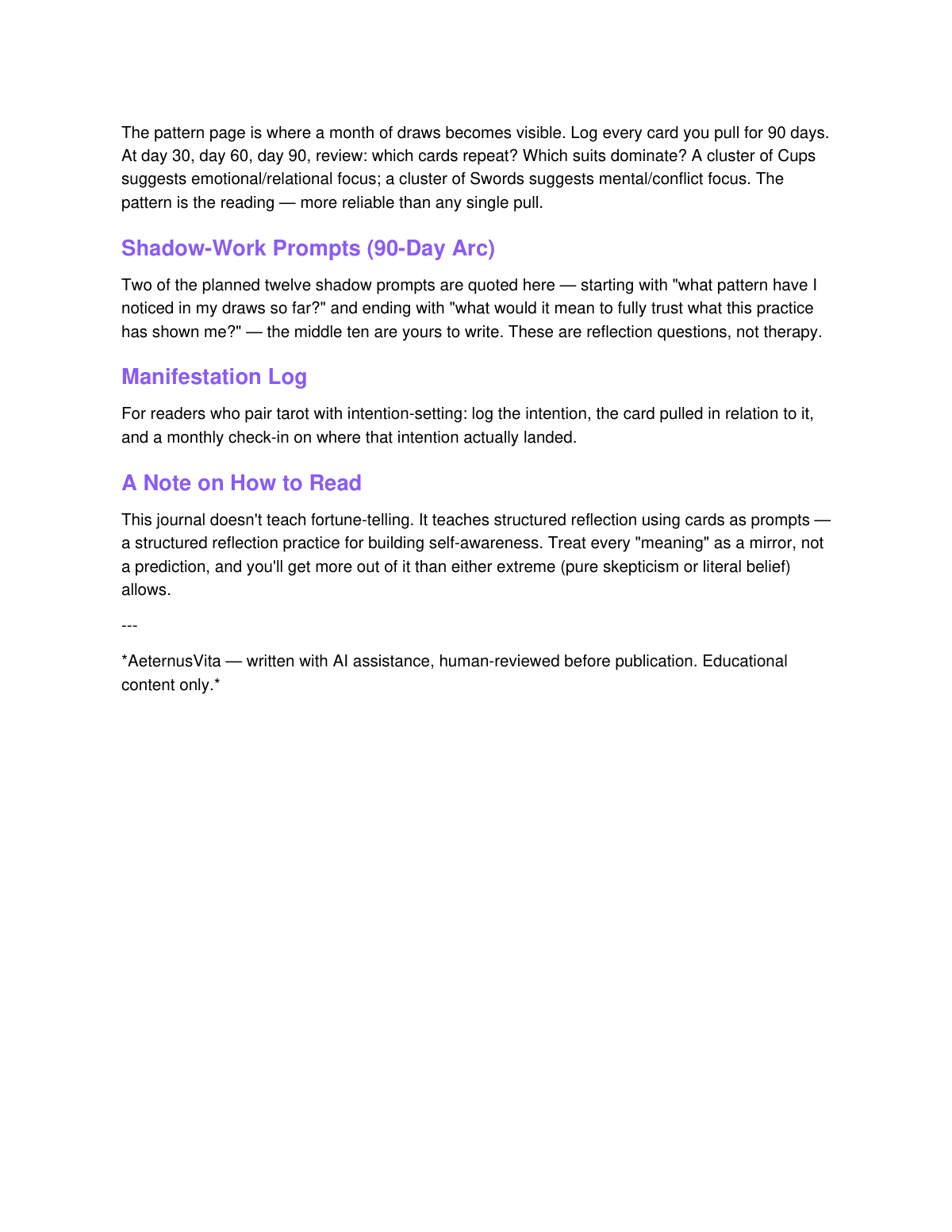 Tarot Daily Journal preview page 3