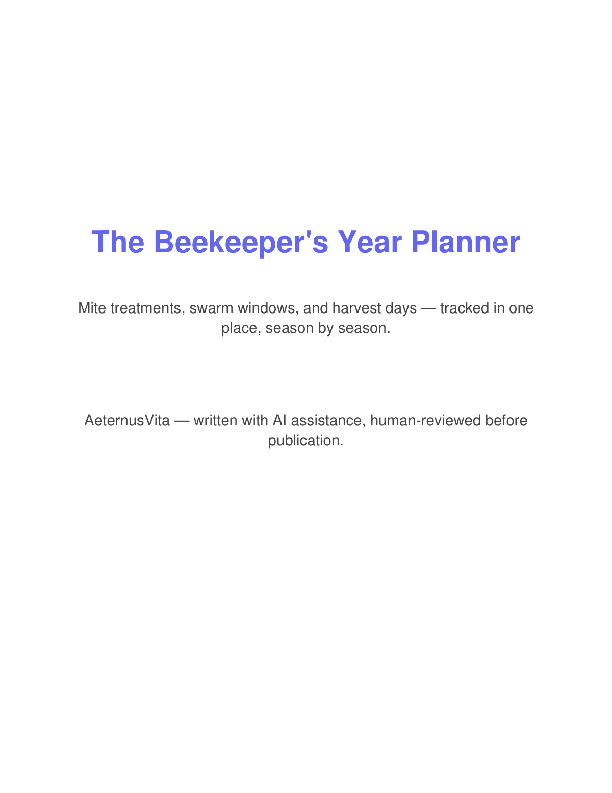 The Beekeeper's Year Planner preview page 1
