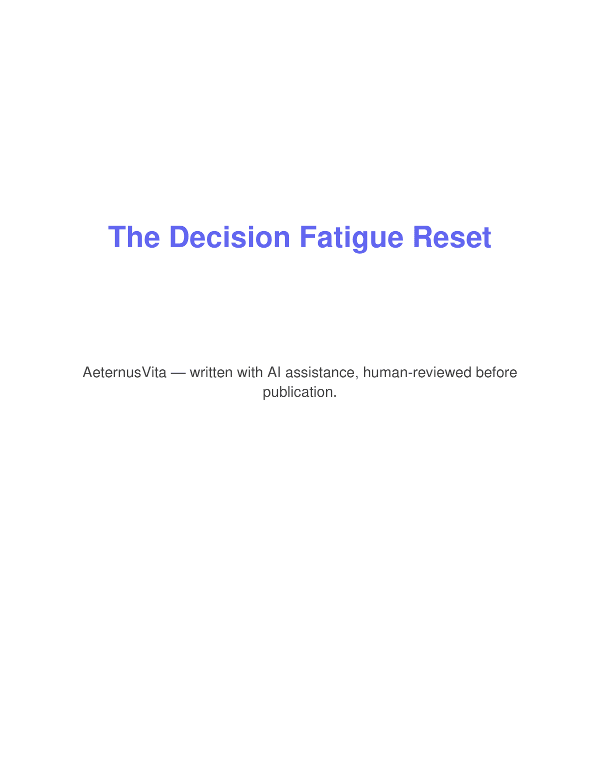 The Decision Fatigue Reset preview page 1