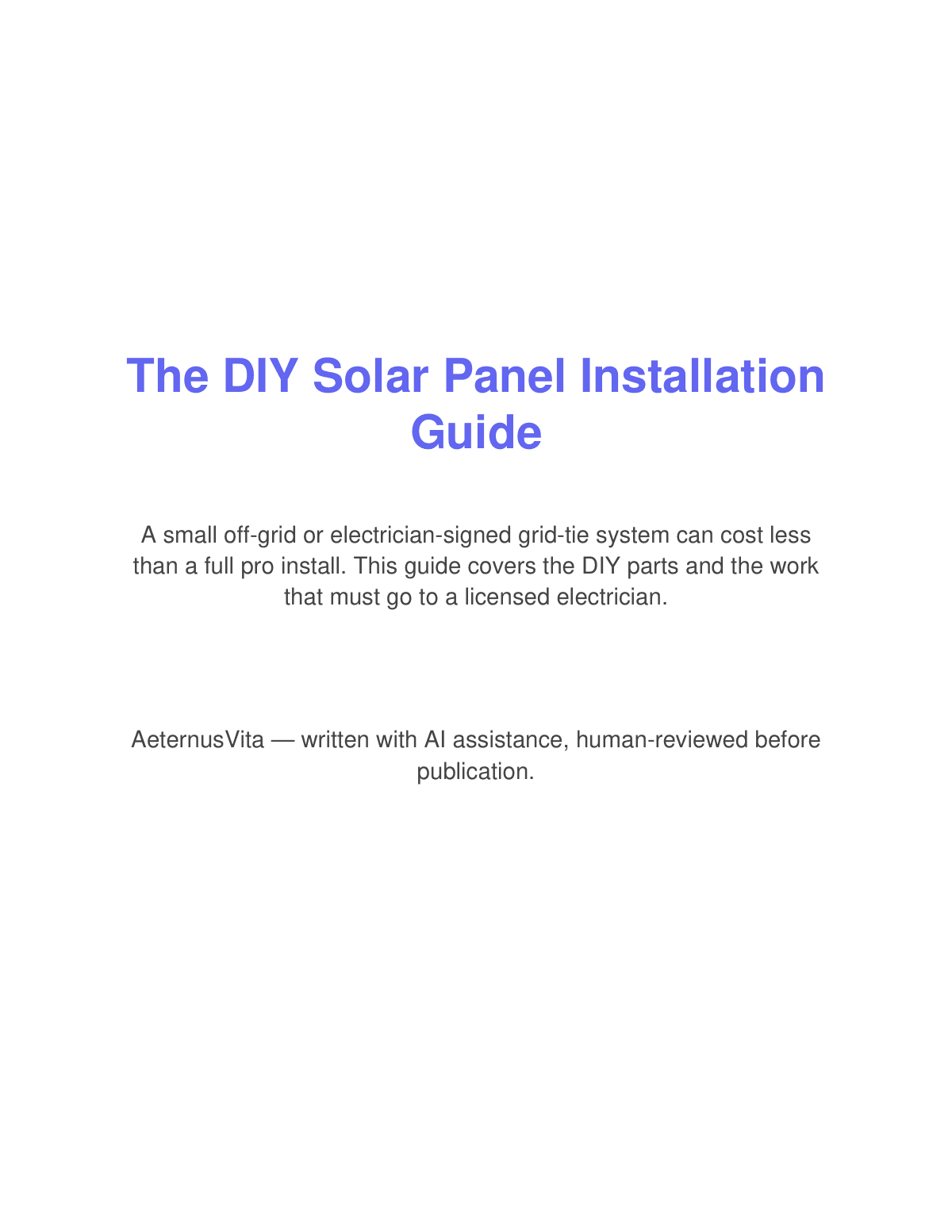 The DIY Solar Panel Installation Guide preview page 1