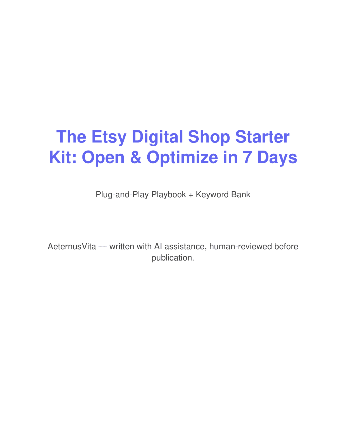 The Etsy Digital Shop Starter Kit: Open & Optimize in 7 Days preview page 1