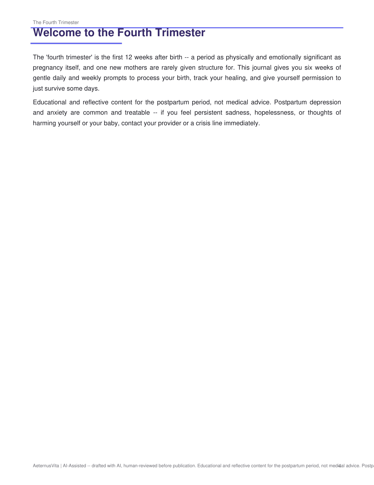 The Fourth Trimester: A 6-Week Postpartum Recovery Journal preview page 4