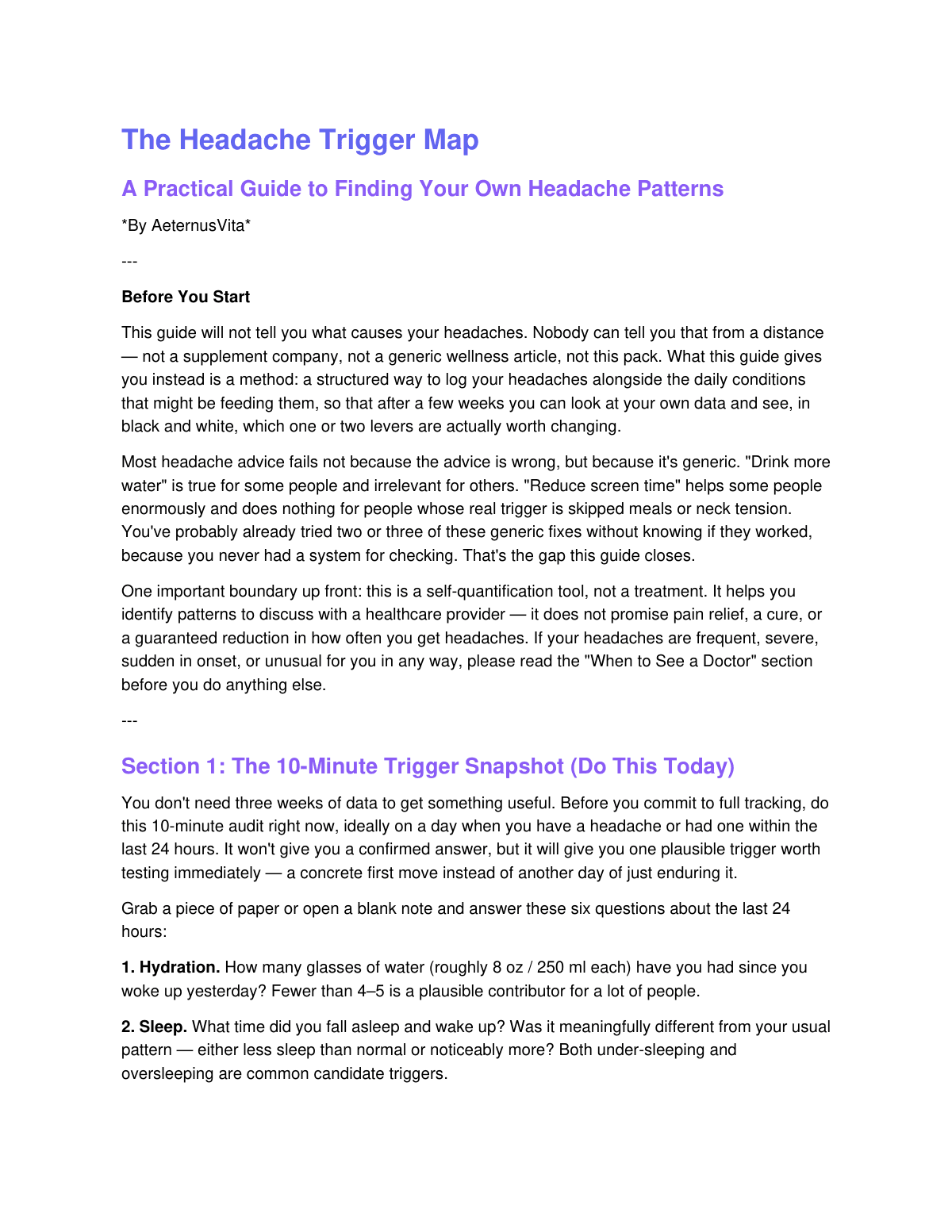 The Headache Trigger Map preview page 2