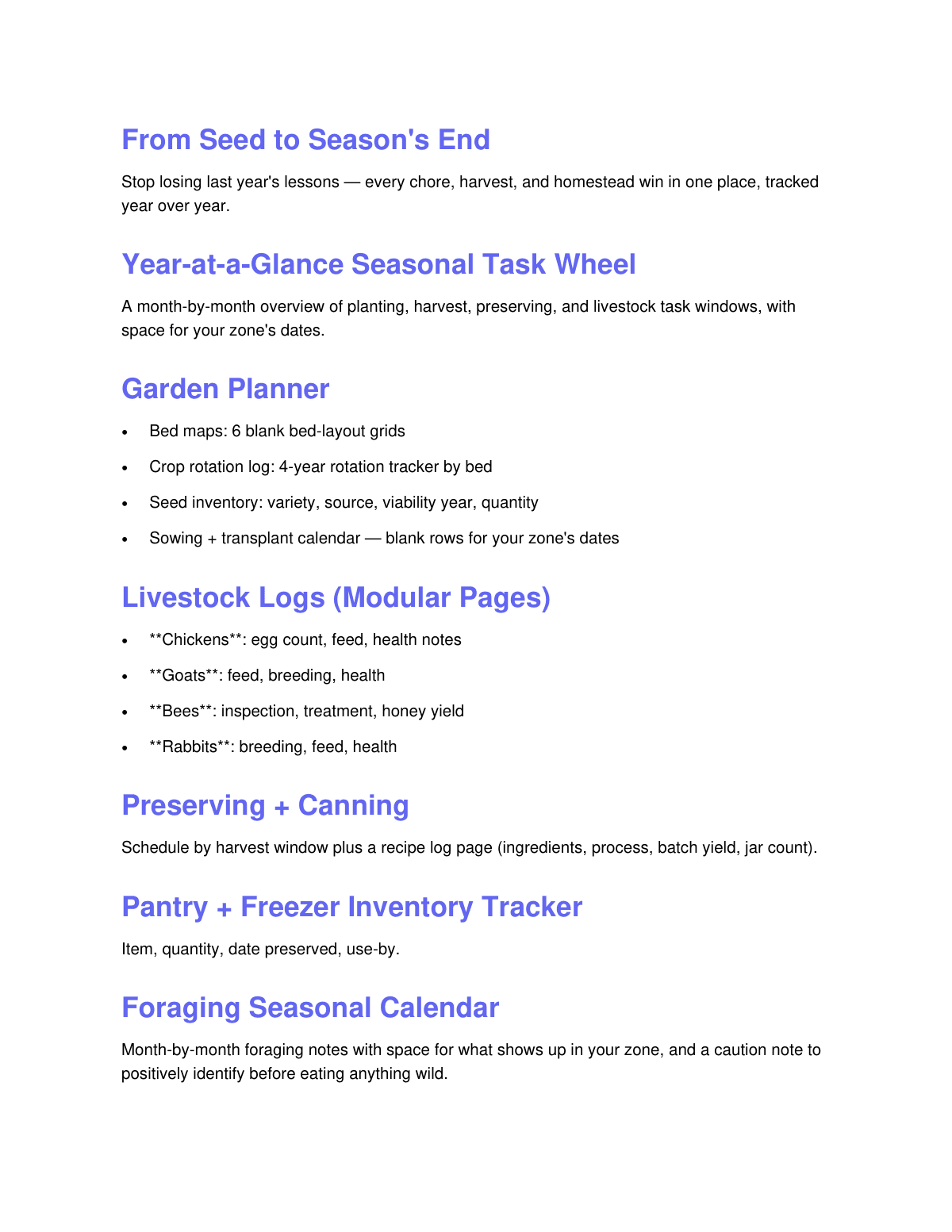 The Homestead Year Planner preview page 2