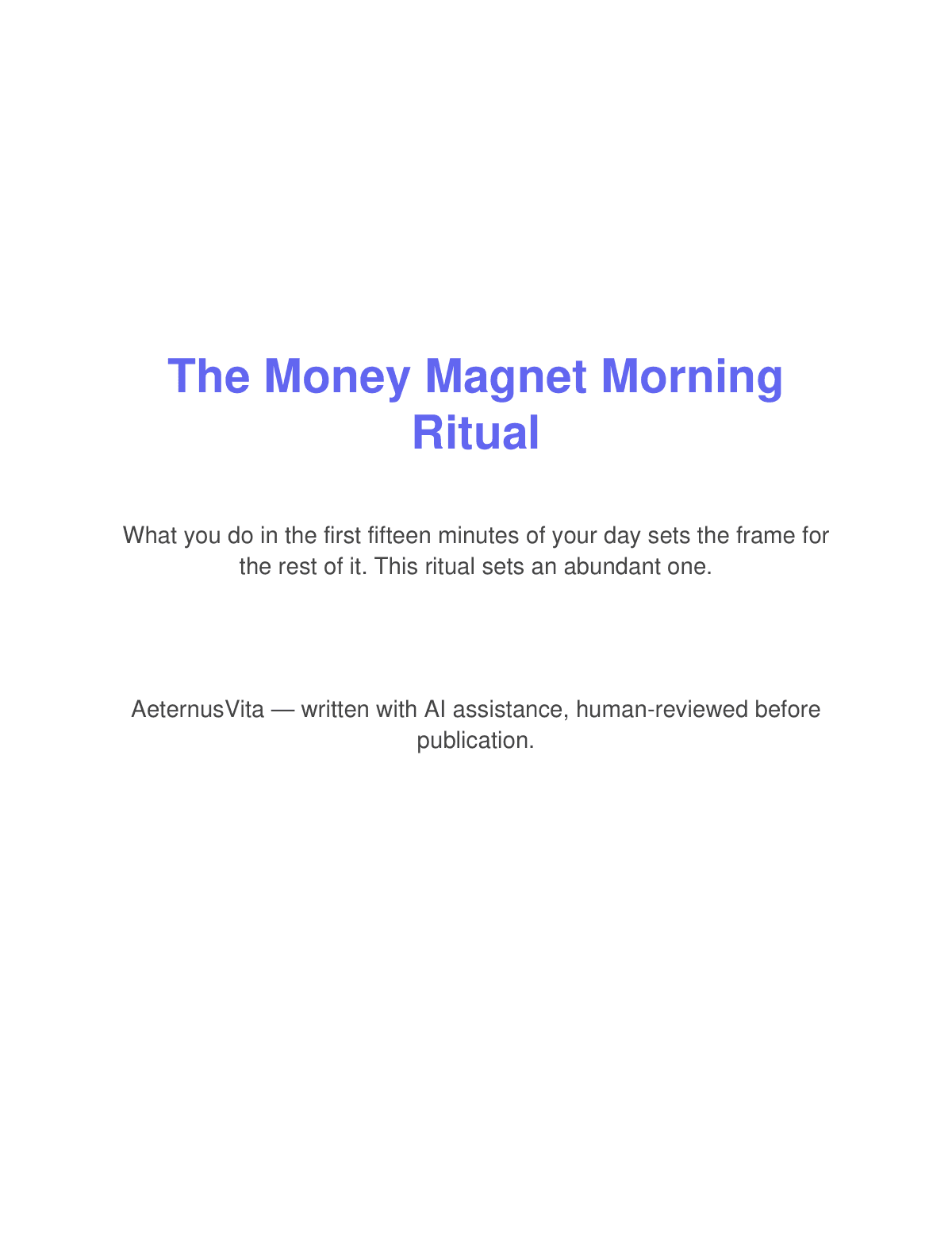 The Money Magnet Morning Ritual preview page 1