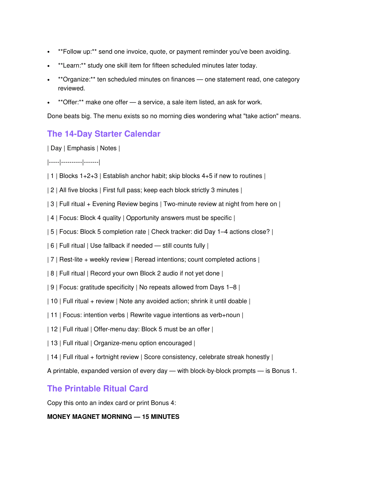 The Money Magnet Morning Ritual preview page 5