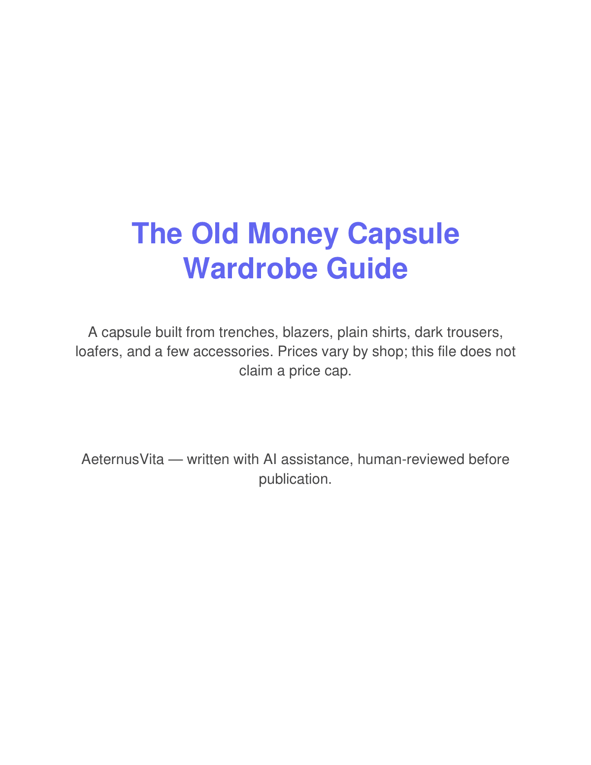 The Old Money Capsule Wardrobe Guide preview page 1