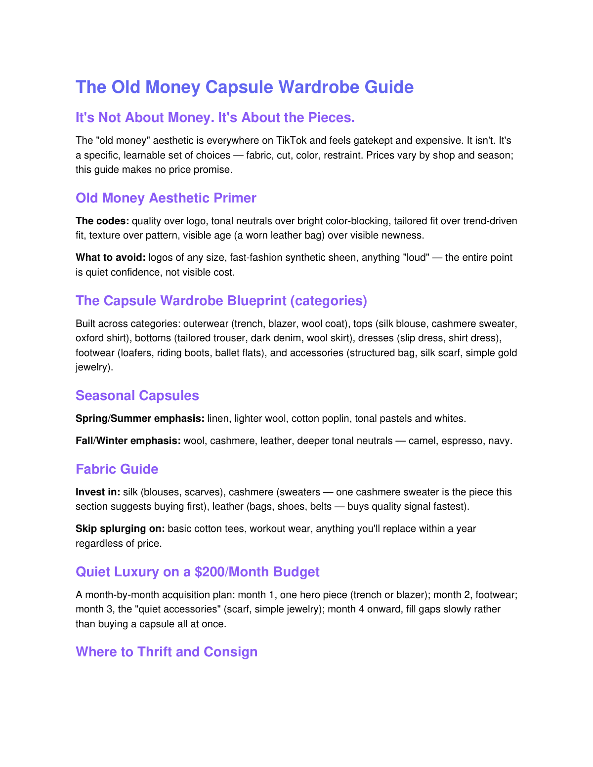 The Old Money Capsule Wardrobe Guide preview page 2