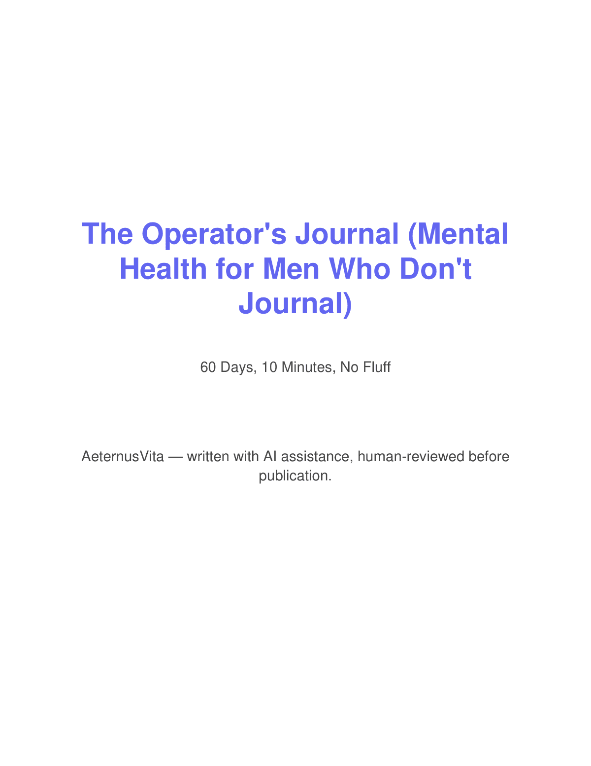 The Operator's Journal (Mental Health for Men Who Don't Journal) preview page 1