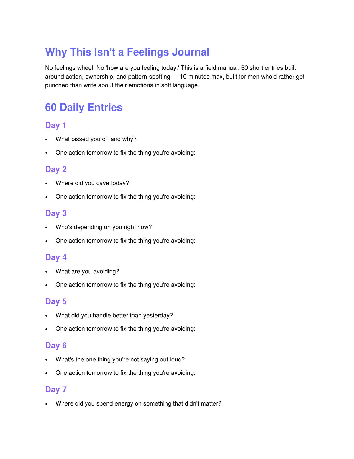 The Operator's Journal (Mental Health for Men Who Don't Journal) preview page 2
