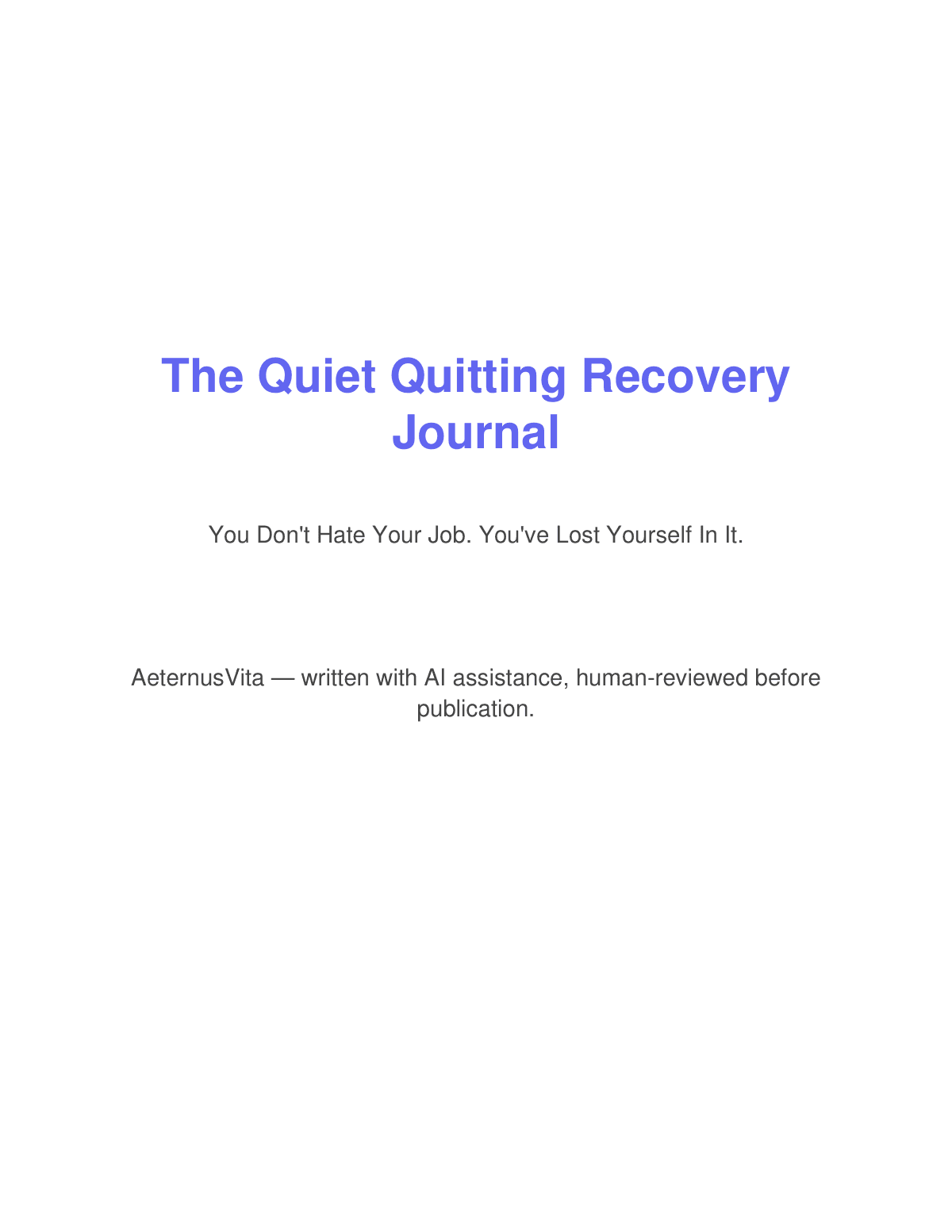 The Quiet Quitting Recovery Journal preview page 1