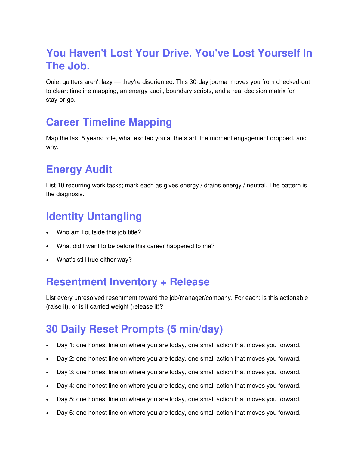 The Quiet Quitting Recovery Journal preview page 2