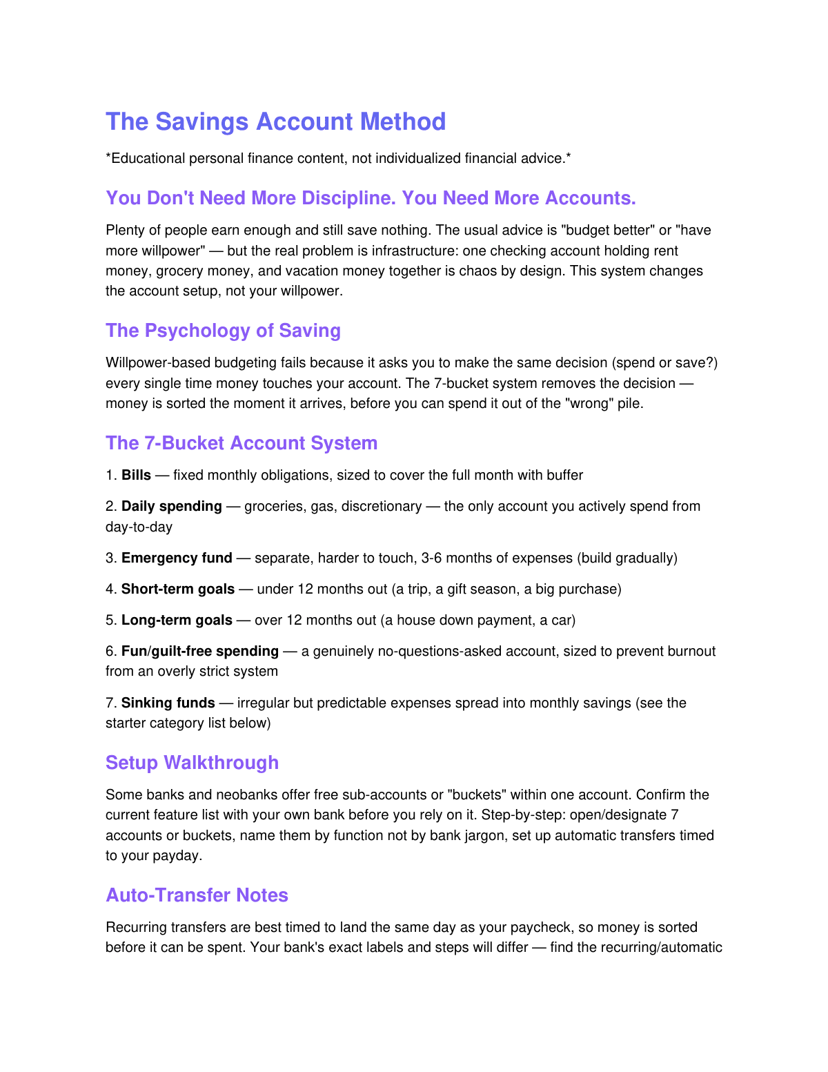 The Savings Account Method preview page 2