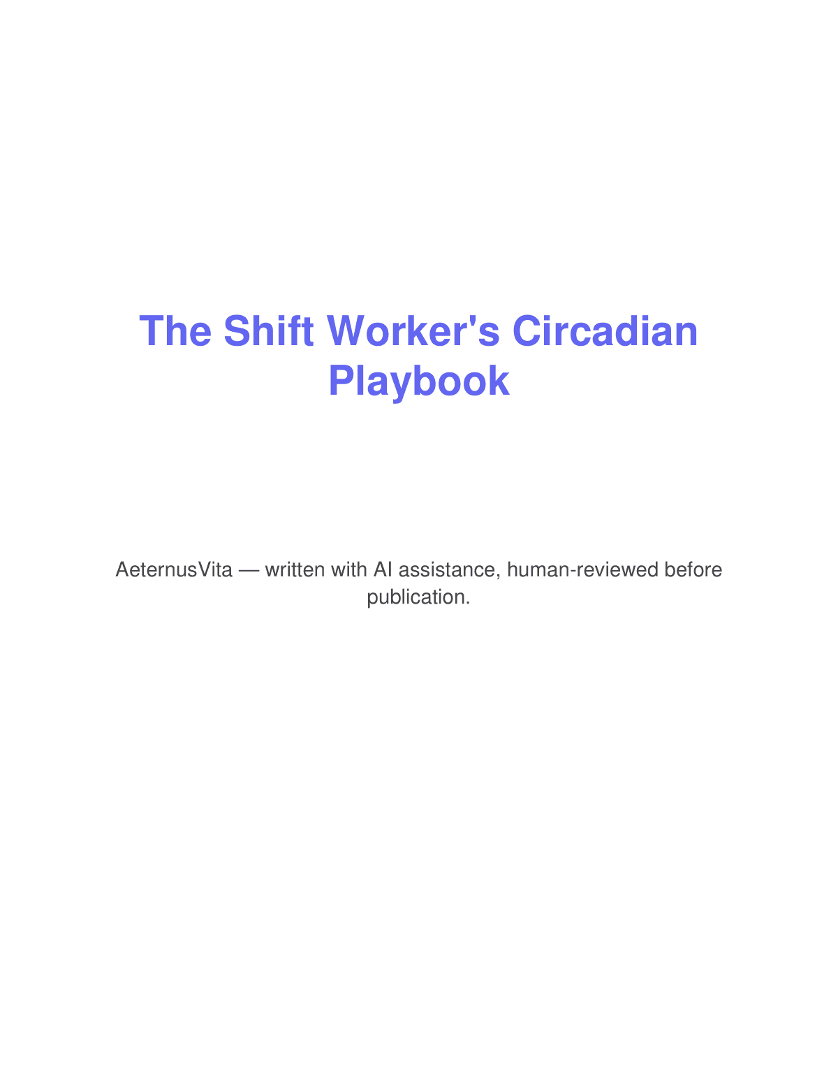 The Shift Worker's Circadian Playbook preview page 1