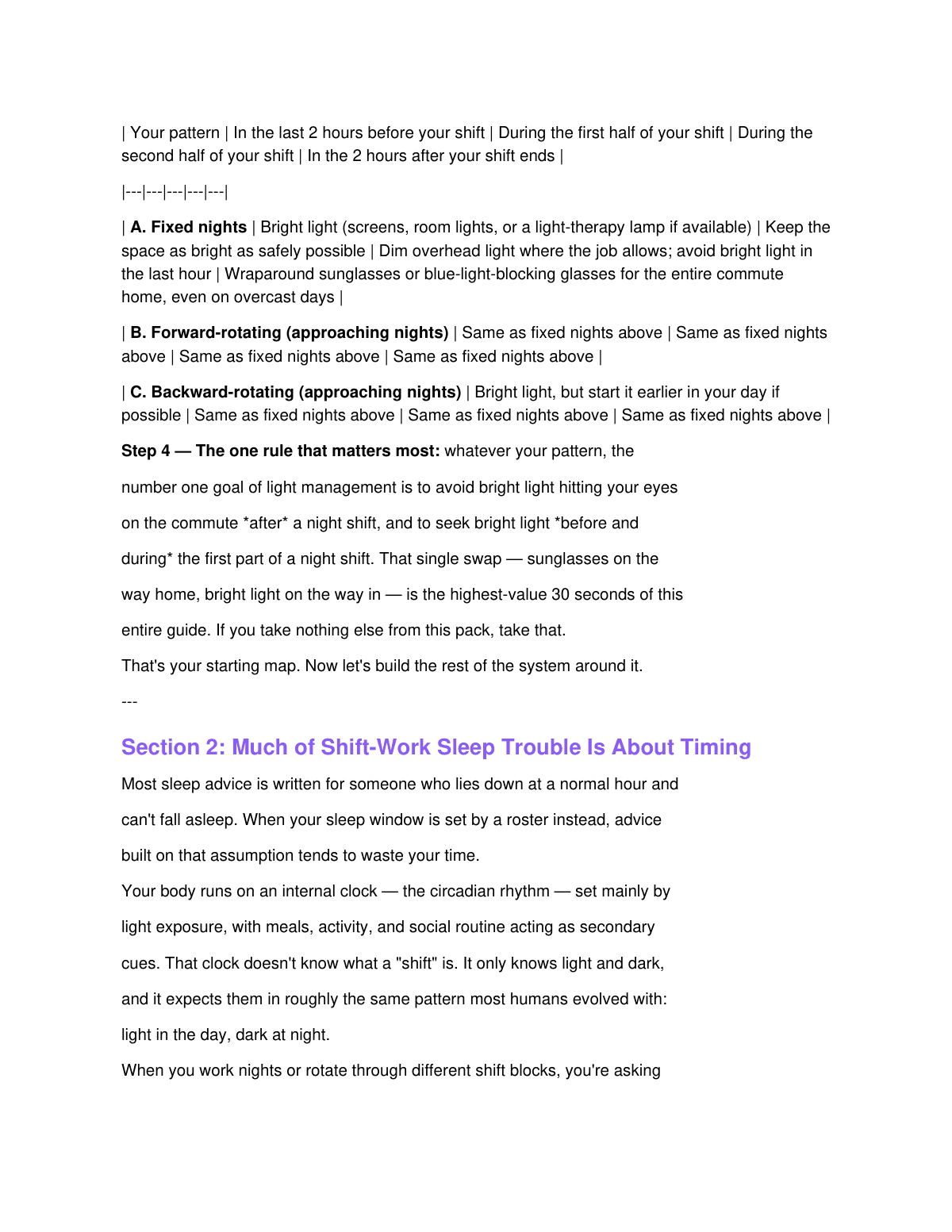 The Shift Worker's Circadian Playbook preview page 3
