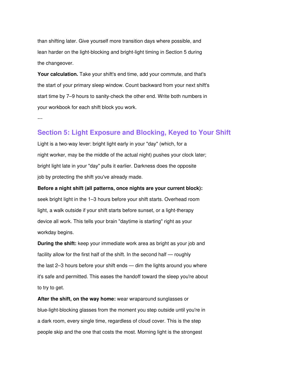 The Shift Worker's Circadian Playbook preview page 6