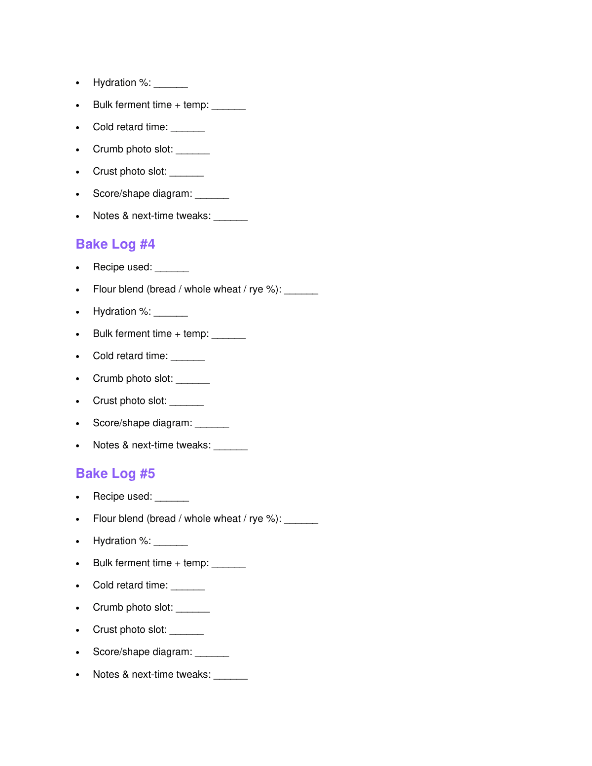 The Sourdough Starter Tracker & Bake Log preview page 4